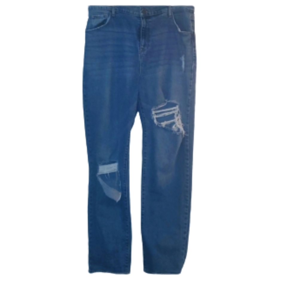 Fashion Nova Medium Blue Wash Distressed Jeans Size 14‎
